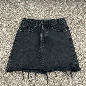 Glassons Black Denim Mini Raw Hem Mini Skirt